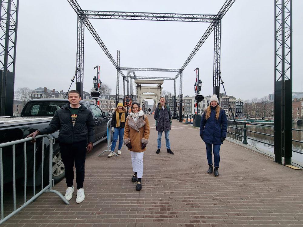 VU students at the Magere Brug in Amsterdam